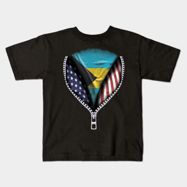 Bahamian Flag  Bahamas Flag American Flag Zip Down - Gift for Bahamian From Bahamas Kids T-Shirt by Country Flags